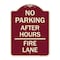 Signmission No Parking After Hours Fire Lane Heavy-Gauge Aluminum Architectural Sign, 24" x 18", BU-1824-23815 A-DES-BU-1824-23815 - alternate 1